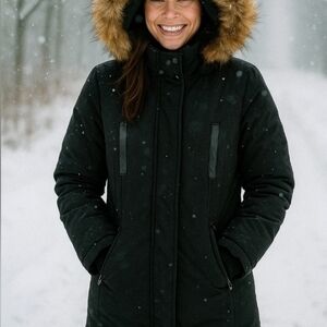 RUDSAK Kids Black Puffer with Faux Fur Hood